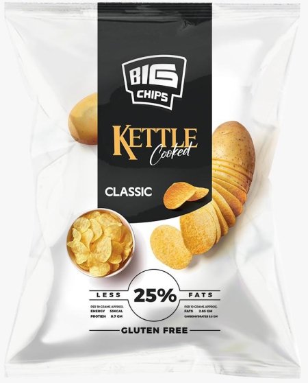 شيبس kettle رقائق البطاطا بنكهة الاصلية مملح خالي من الجلوتين وزنه 100غرام