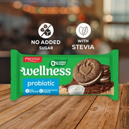 بسكويت ساندويش اوريو شوكولاته (Wellness) مع كريمة غني بالبروبيوتيك بدون سكر 103 غم