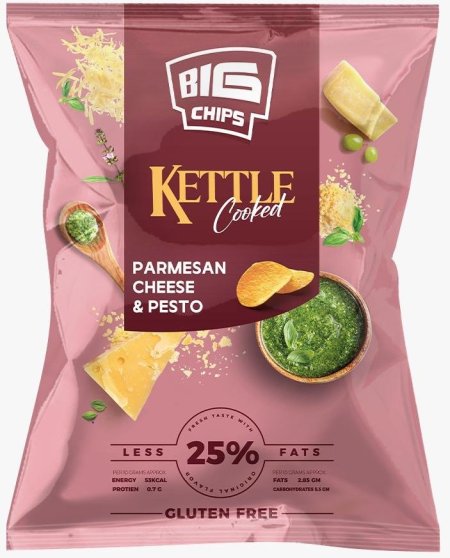شيبس kettle رقائق البطاطا بنكهة الجبنة والريحان خالي من الجلوتين وزنه 100غرام