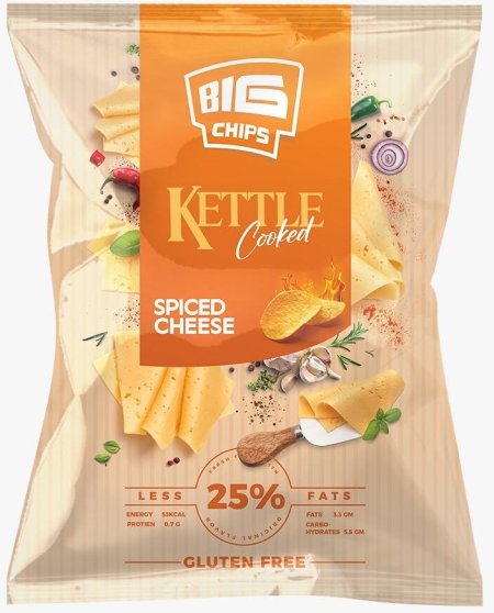 شيبس kettle رقائق البطاطا بنكهة الجبنة خالي من الجلوتين وزنه 100غرام