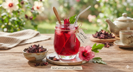 شاي كركديه عشبي طبيعي فاخر ١٠٠٪ لتعزيز صحة القلب وتنظيم ضغط الدم