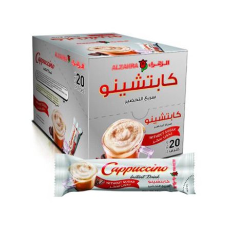 كابتشينو الزهراء سريع التحضير دايت خالي من السكر فيه 20 كيس وزن الكيس 18 غرام